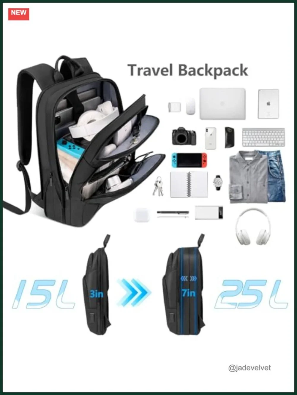 Expandable Laptop Backpack with USB Charging Port Anti-Theft Water Resistant